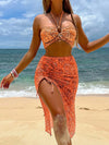 Women's Paisley Bikini Set Pareo With Skirt sarong Sexy Bohemian Beach Dress Beachwear Two-Piece Swimsuit Cover-Up Summer Outfit