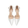 Baotou Hollow High Heel Women's Sandals Pointed Tip Thin Heel One-word Button Rhinestone Wedding Shoes Bridal Shoes