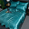 Nordic Satin Silk Bedding Set with Duvet Cover Bed Sheet Pillowcases Luxury Solid Single Double Couple Pillow Case Bedsheet