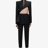 TWOTWINSTYLE Solid Spliced Bowknot Hollow Out Blazer For Women Notched Collar Long Sleeve Tunic Temperament Blazers Female New