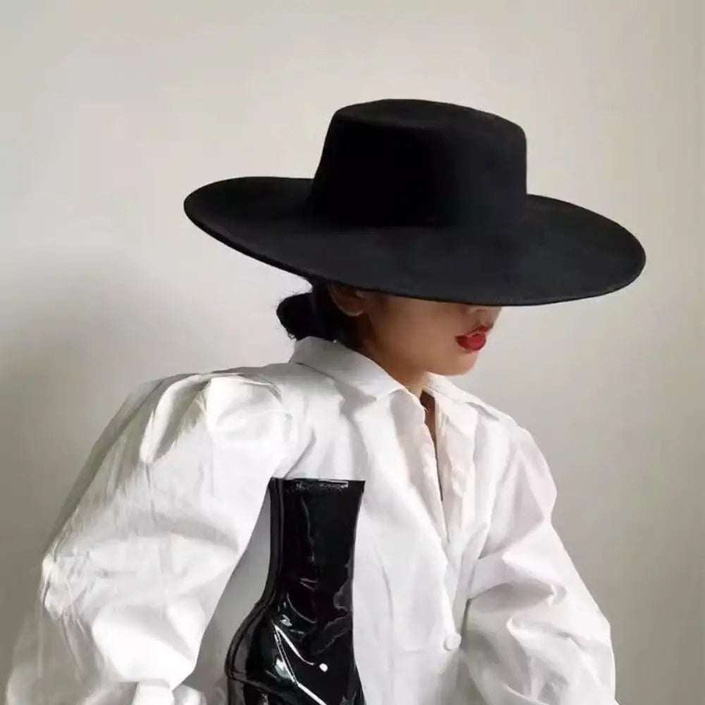 Hepburn Style Women Flatcap New French Elegant Flat-top Cap Dame Hat Retro Wide Brim Felt Hat Women