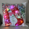 45cm Glowing Santa Claus Pillowcase with Led Lights 2023 New Year Decoration for Home Christmas Ornament Decor Led Cushion Cover