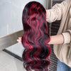 1b/99j Burgundy Highlight Body Wave 13x4 HD Lace Front Human Hair Wig Brazilian 30 32 Inch Colored 13x6 Lace Frontal Wigs 200%
