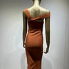 Women Summer Sexy Hollow Out Brown Midi Knee Length Bodycon Bandage Dress 2023 Designer Elegant Evening Party Dress Vestido