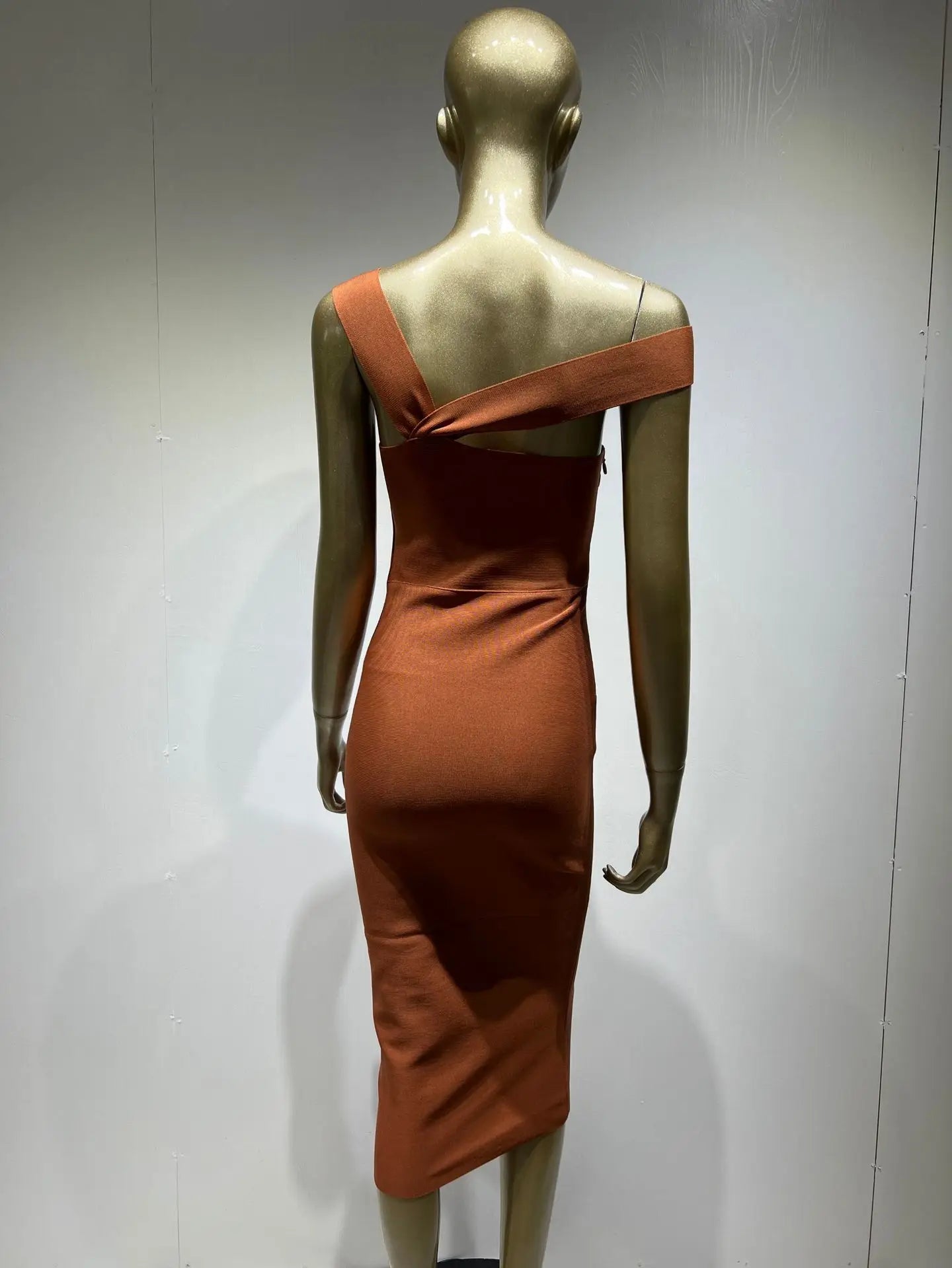 Women Summer Sexy Hollow Out Brown Midi Knee Length Bodycon Bandage Dress 2023 Designer Elegant Evening Party Dress Vestido