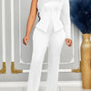 White 2 Piece Sets Women Outifits Autumn Slanted Shoulder Nail Bead Top Pants Two-piece Party Lady Matching Sets OL Fashion Suit