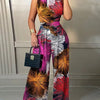 Elegant Women Wide Leg Long Juumpsuit 2024 Spring Summer Fashion Printed Sleeveless Casual Holiday Bodysuits Jumpsuits Trousers