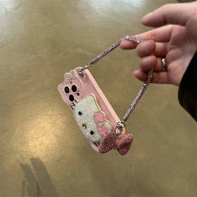 Kawaii Sanrio Hello kitty cute Diamond Phone Protective Case Suitable 14/13/12Promax Case Apple 15 Promax Fall Protection Sleeve