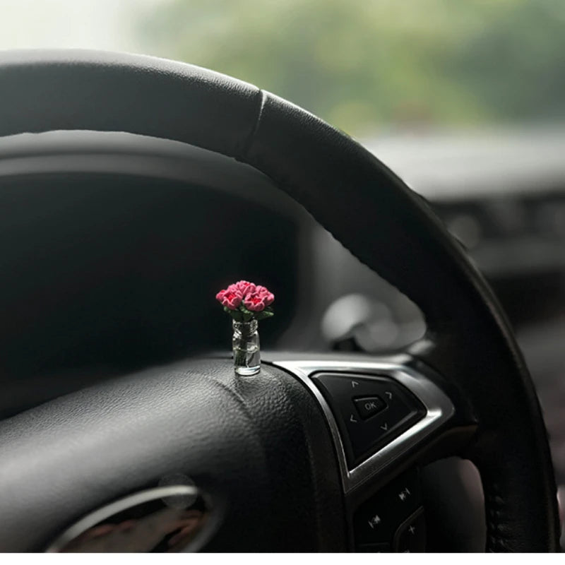 Dainty roses car center console window ornament mini cure car accessories ladies car personality beautiful interior ornaments
