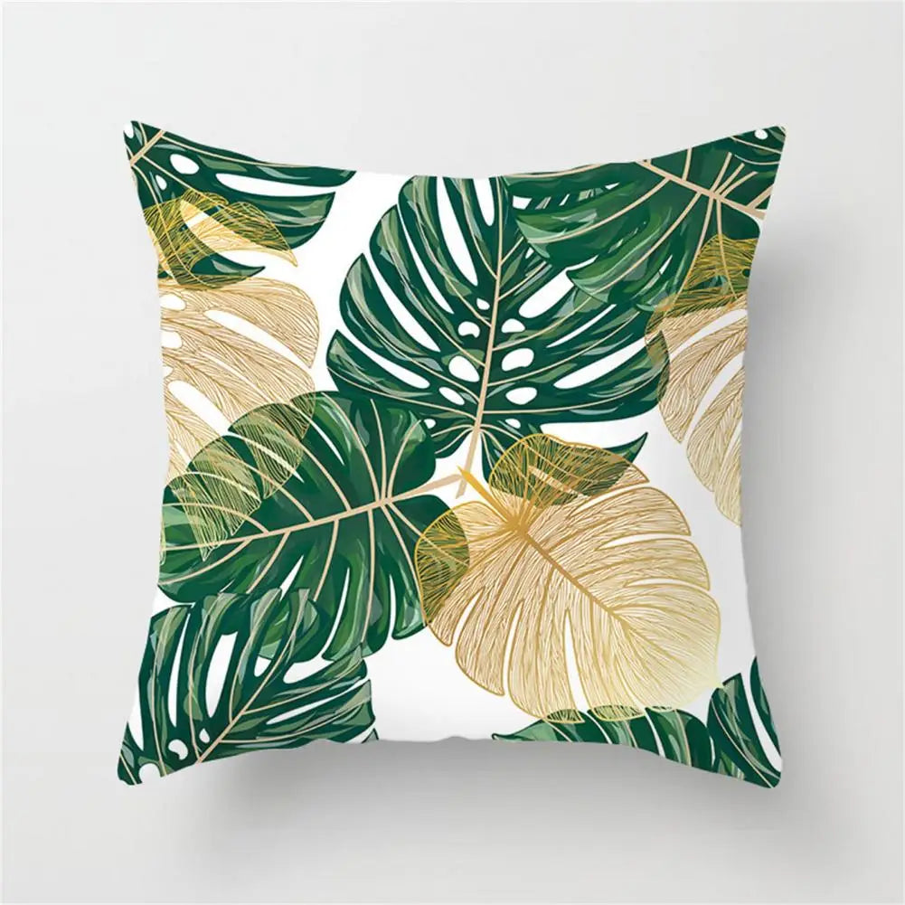 45cm Cushion Case Removable Polyester Green Plant Print Pillowcase Tropical Leaf Cactus Monstera Throw Cushion Cover Home Decor