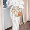 African Wedding Party Clothes for Women Autumn Elegant African Long Sleeve O-neck 2 Piece Top Long Pants Matching Sets Outfits