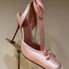 Ladies' New Summer Square Satin High-heeled Sandals with Ankle Straps, Fashionable Party and Banquet Ballet High-heeled Shoes
