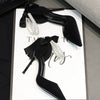 Comemore 2024 Summer  Bow Black High Heel Sandals Lace-up Solid Ladies Shoes Fashion Thin Heels Buckle Women's Sandals banquet