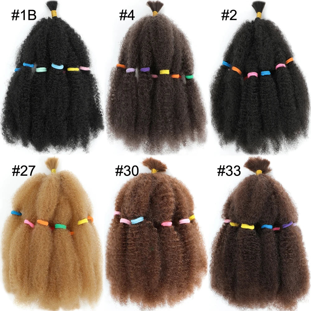 Afro Kinky Curly Hair Bulk Synthetic 12inch Ombre Marley Twists Braiding Hair #1B 4 27 30 33 99J Green Ombre Purple Brown Colors