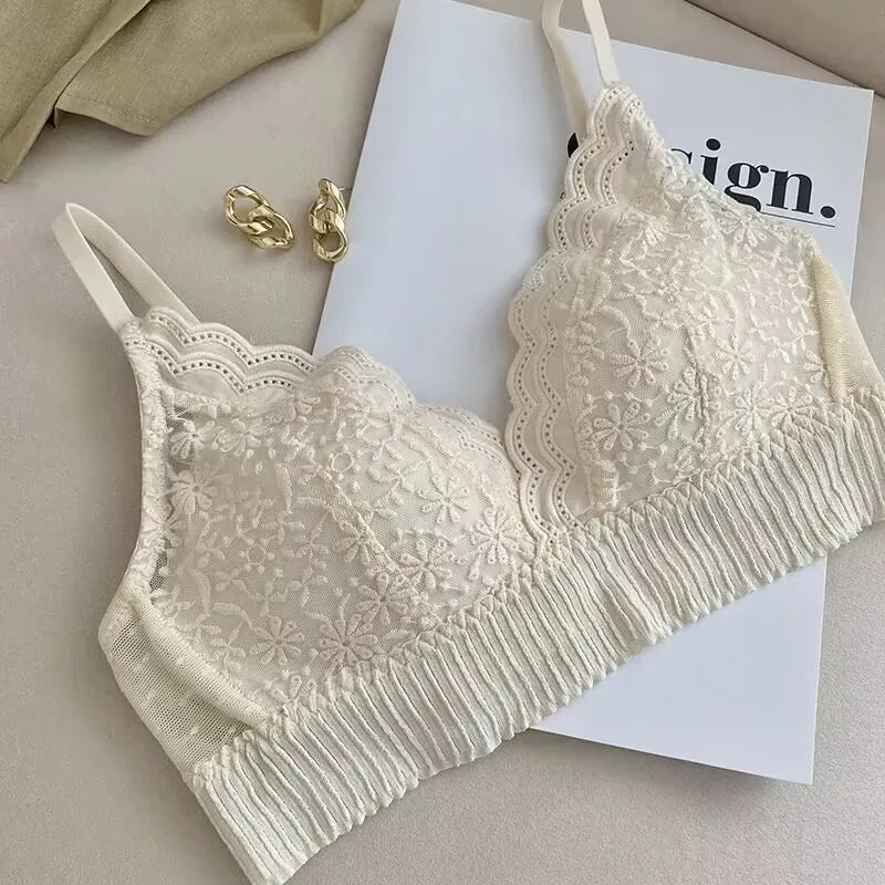 Lace Floral Sexy Lingerie Adjustable Push Up Bras Comfortable Wireless Bralette Intimates Underwear Brassiere Women