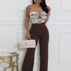 Women Summer Strapless Jumpsuit Sexy One Piece Outfits Cut Out Waist Party Jumpsuit Clothing Lady Full Length Backless Jumpsuits