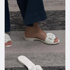 2025 Spring/Summer New Beach Vacation One Word Open Toed Flat Bottom Outerwear Camellia Slippers for Women