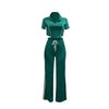 Fashion Casual Short Hoodie 2 Piece Women Summer Zipper Top Short Sleeved Sports T Shirt Stripe Splicing Long Pants Female Suit