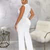 Znaiml Office Lady Jumpsuit High Waist Elegant Black One Pieces Chain Short Sleeve Straight Wide Leg Romper Birthday Overalls