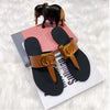 2025 High quality jacquard embroidery thick sole wedge sandals set feet women's fashion casual flip-flops