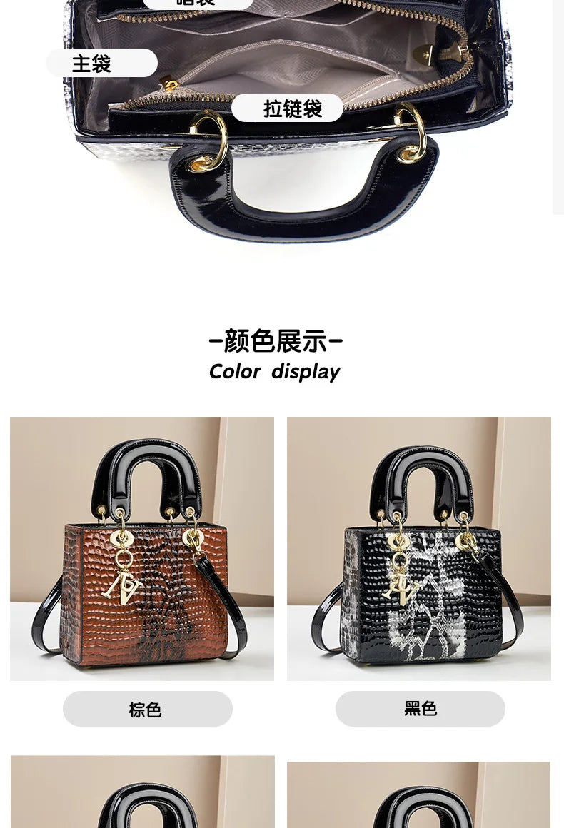 2024 High Quality Luxury Brand Designer PU Leather Shoulder Bag Women Hand Bags Crocodile Purses Ladies Messenger Handbag Totes