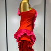 Women Sexy One Shoulder Red Ruffles Bodycon Bandage Dress 2025 Celebrity Elegant Evening Birthday Party Club Luxury Dresses