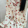 Christmas PJ Set Women Autumn Female Homewear Long Sleeves Button Sleepwear Pajamas Pants Pajama Sets Kawaii Y2K Girls Nightwear