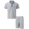 2025 Men Europe and the United States new summer Waffle solid color zip-up lapel short-sleeve suit shorts two sets