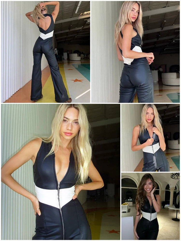 TARUXY Backless Heart Cutout Bodycon Jumpsuit For Women Casual Sleeveless Slim One-Piece Outfits Retro Denim Jumpsuits New 2025