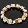 Iced Out Pink Cuban Bracelet for Women Hip Hop Gold Silver Color Crystal Heart Circle Square Bracelet 4Pcs Set Jewelry Gift