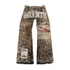 Vintage Leaves Camouflage Jeans Jacket Two Piece Set Y2K Suit Men Letters Rhinestone Sequins Oversized Coat Baggy Jeans Clothing