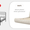 King Size Platform Bed with Overstuffed Padded Headboard,Faux Leather Upholstered Solid Wood Frame Cloud Bed, Squeak-Free,Beige
