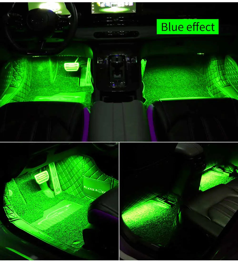 Neon LED Car Interior Ambient Foot Strip Light Accessories Back light Remote App Music Control Auto Decorative Atmosphere Lamp