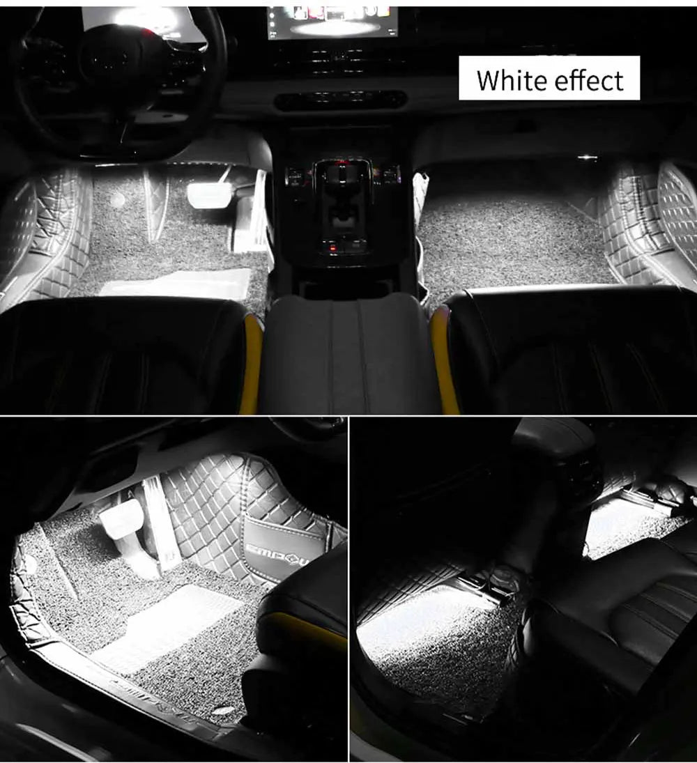 Neon LED Car Interior Ambient Foot Strip Light Accessories Back light Remote App Music Control Auto Decorative Atmosphere Lamp