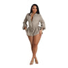 CM.YAYA Vintge Women's Blouse Style Ruched Up Long Sleeve Romper Playsuit 2025 Summer Streetwear Basic Overall Outfits Jumpsuits