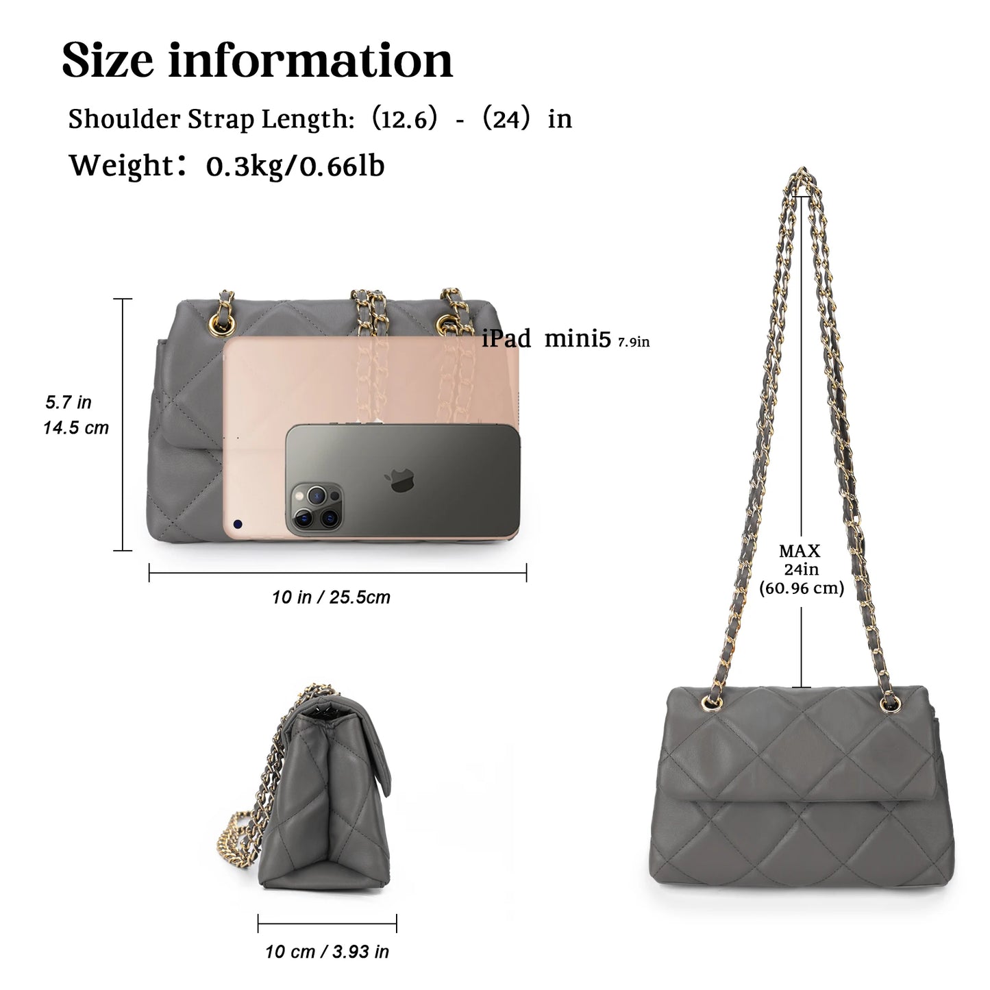 Mobile Phone Shoulder Bag Women's Quilted Handbag Crossbody Bags Vegan Leather Shoulder Bag with Card Slot Adjustable Removable