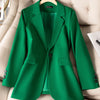 Khaki Black Green Women Solid Formal Blazer Coat Female Long Sleeve Single Button Straight Jacket For Office Ladies Work Wear