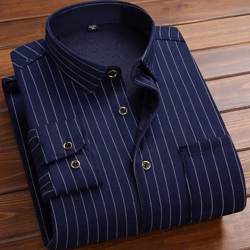 High Quality Men's Clothing 2024 Men Long Sleeve Thick Warm Shirt Tops Fashion Men Print Handsome Versatile Shirts Formal Shirts