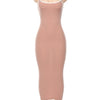 SIBYBO Ribbed Spaghetti Strap Cotton Dress Women Sleeveless O-Neck Summer Dress Solid Backless Long Party Dress