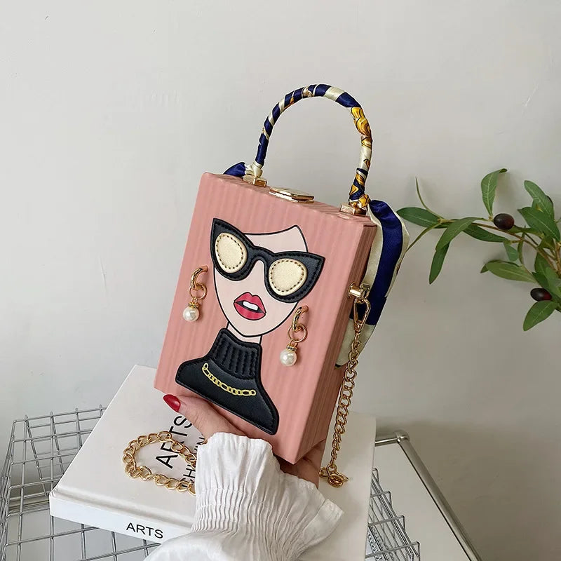 Evening Bags for Women 2024 New Fashionable Leather Shoulder Bag Woman Hard High Quality Hip Hop Party Luxury Designer Handbag