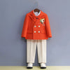Boys Royal Blue Orange Suit For Wedding Kids Jacket Pants Bowtie Flower 4PCS Ceremony Tuxedo Dress Children Photograph Costume