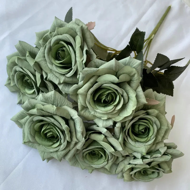 41CM 7 Forks Silk Screen Diamond Rose Artificial Flower Wedding  Living Room Decoration Road Guide Bouquet, Artificial Flower