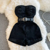 2024 Summer Rompers Women Jeans Jumpsuit Off Shoulder Loose Casual Denim Rompers Womens Jumpsuits Wide Leg Casual Denim Overalls