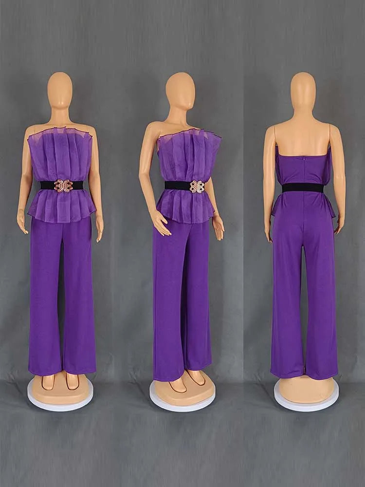 Full Length for Women Elegant Summer Long Jumpsuits Evenings Party Sexy Tube Jumpsuit Ladies High Waist Strapless Jumpsuit