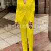 Women Pants Set Two Piece Sets Turn Down Collar White Blazer Elegant Coats Matching Sets Work High Waist Long Pants Suits
