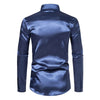 Men's Black Satin Luxury Dress Shirts Fashion Silk Smooth Tuxedo Shirt Solid Wedding Party Prom Casual Shirt Business Office