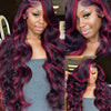 1b/99j Burgundy Highlight Body Wave 13x4 HD Lace Front Human Hair Wig Brazilian 30 32 Inch Colored 13x6 Lace Frontal Wigs 200%