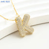 SUNSLL Cubic Zircon A-Z 26 Bubble Letter Necklace 2 Sizes Gold Plated M Chunky Balloon Initials Pendant Women Chain Jewelry 2024