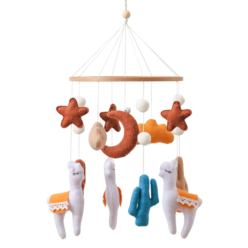 Baby Crib Mobile Rattle Toy 0-12Months Infant Soft Felt Teddy Velvet Pink Bear Bed Bell Hanging Toy Holder Bracket Crib Girl Toy