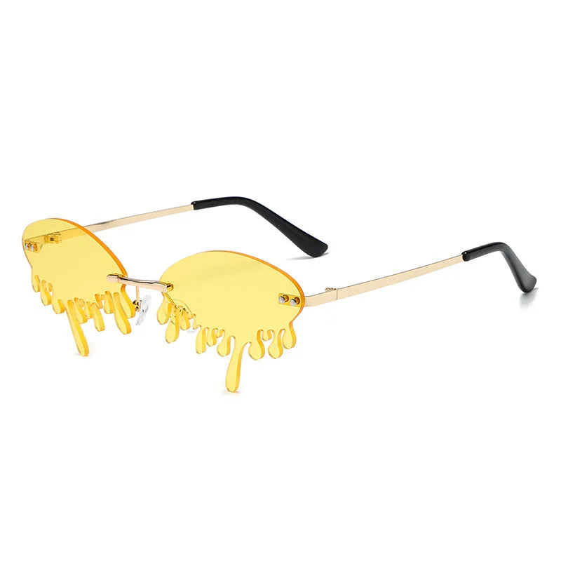 New personalised rimless sunglasses male Europe and the United States prom weird trend of irregular tears sunglasses female